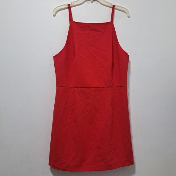 French Connection Whisper Square Neck Mini Dress Size 12 Royal Scarlet NWT - Picture 11 of 13